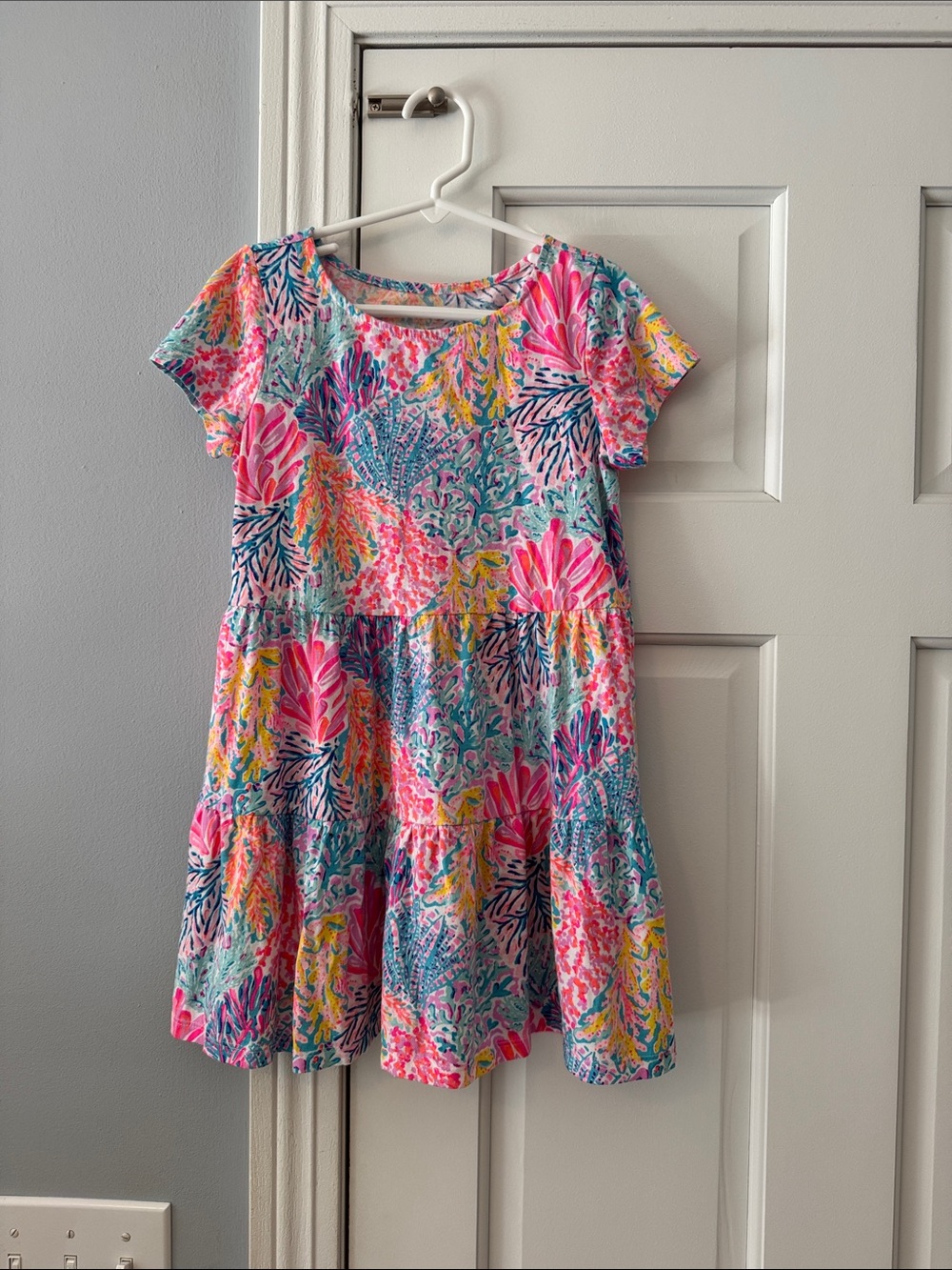 Lilly Pulitzer Bright Pink & Blue Floral Tiered Dress